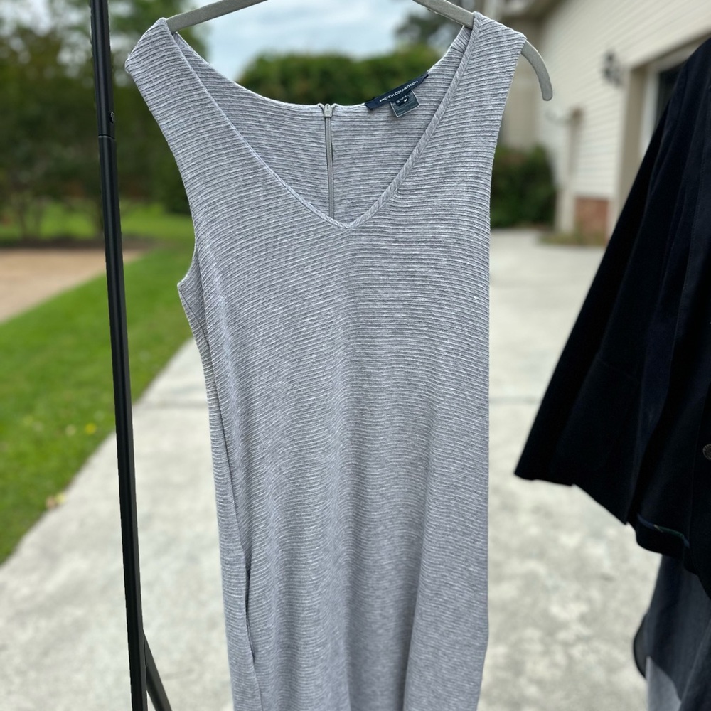 French Connection Gray Ribbed Sleeveless Dress